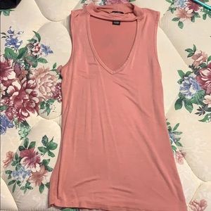 Pink Sleeveless Turtle Neck